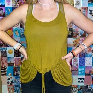 ❗️SOLD❗️ Olive green tie tank top